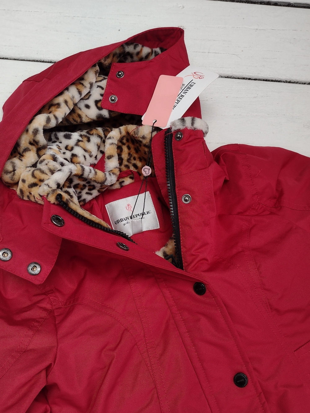 urban republic girls long hooded full zip fleece lined parka Medium 5/6